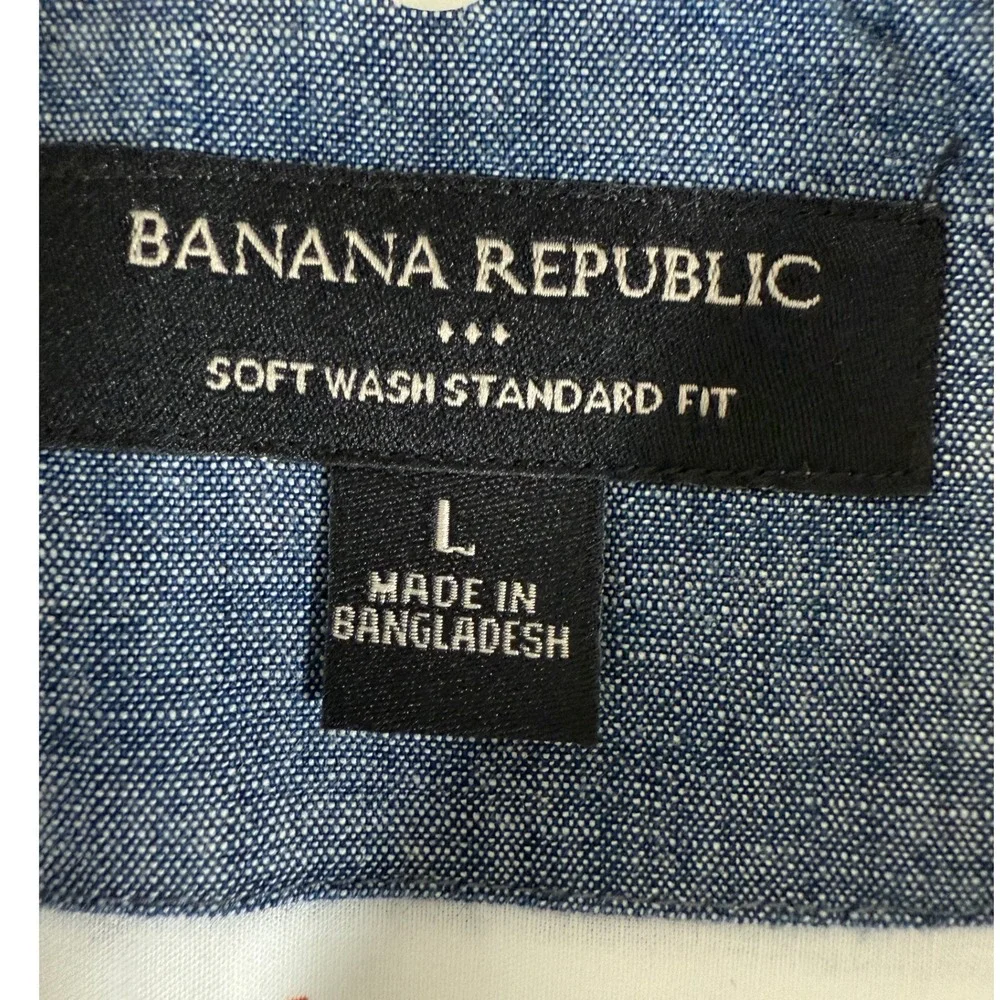 Banana‎ Republic Mens Soft Wash Standard Fit Button Down Shirt Red Dot L